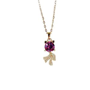 Pendant Necklaces Real Gold Plating Goldfish Necklace Simulation Purple Gemstone Thin Chain For Women Holiday Gifts