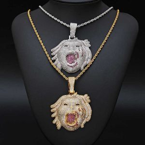 Hip Hop Half Man Half Beast Pendant Iced Out Choker Chain Necklace Best Gift Dropshipping X0707