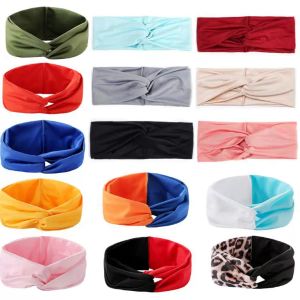 2021 Kvinnor Turban Headbands Plain Twist Stretch Hairband Sports Yoga Headwrap Spa Head Band Hair Tillbehör 20 Design Valfritt