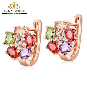 Stud Tassel Luksusowe oświadczenie kolorowe kryształowe kolczyki kwiatowe Rose złoto akrylowa multi kolor biżuterii dla kobiet