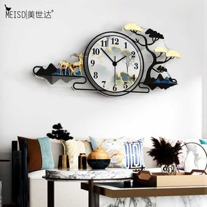 Orologio da parete grande con paesaggio nordico Design moderno Soggiorno Decorazione per la casa Decorazione da parete vuota Orologio decorativo da orologio di design 210724