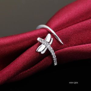 Fedi nuziali Letterario Creativo Dolce Libellula Argento sterling 925 Temperamento Personalità Moda Femminile Apertura ridimensionabile