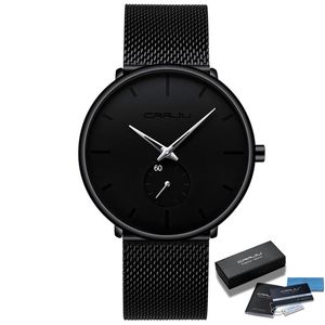 CRRJU MENS Relógios Top Marca Luxo Quartz Watch Homens Casuais Slim Malha De Malha De Aço Impermeável Esporte Relógio Relogio Masculino