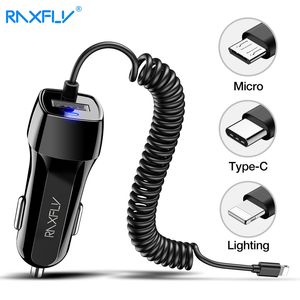 RAXFLY Car Charger USB Quick 3.0 For Xiaomi Mobile Phone Micro Type C Fast Cable iPhone s