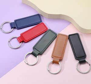 PU Leather Keychain Metal Keyring Car Keychains Pendant Personalise Gift Key Chain Wholesale 10 Colors