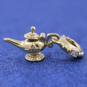 Glanzvergoldetes, metallplattiertes Magic Lamp Dangle Bead passt zu europäischen Schmuck-Charm-Perlen-Armbändern