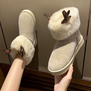 Fashion lovely thickened snow boots outdoor non-slip soft bottom cotton shoes foot massage manufacturers direct sales