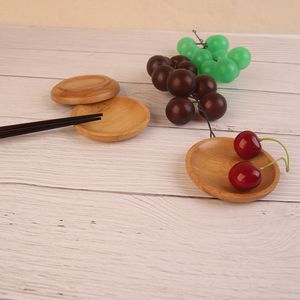 Wooden Bamboo Sauce Sushi Dishes Small Mini Round Plates Seasoning Bowl Kitchen Tools