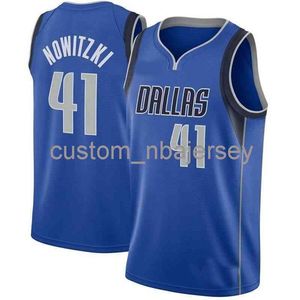 Herren Frauen Jugend Dirk Nowitzki # 41 Blue Swingman Jersey Nähte benutzerdefinierte Name Jede Zahl Basketball-Trikots