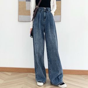 Plus Size Vintage High Waist Wide Leg Straight Loose Long Jeans für Damen S M L XL 2XL 3XL 210522