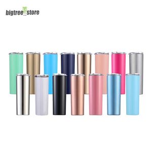 20oz Stainless Steel Skinny Tumblers Double Wall Insulated Hot Water Bottles with Lid 27 Colors Car Cups Coffee Mugs Travel Mugs 304