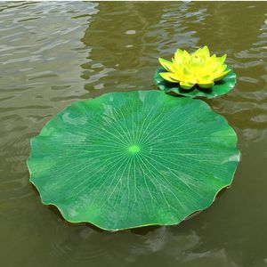 17 cm trädgård hem dekor konstgjorda blomma lotus blad eva material fisk tank vatten pool dekorationer grön växt