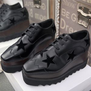 Women luxurys Boots top real leather square platform slope thick Britt Shoe Elyse Brushed Star Derbys Wedge Lace-up designer Fashion Shoes With box