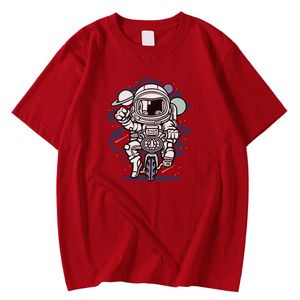 Camiseta masculina de tamanho grande camiseta de manga curta camisetas macias ciclismo astronauta espacial homem impressão roupas de camiseta solta respirável Homem y0809