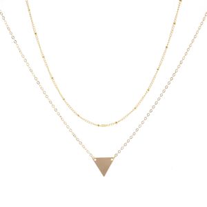 Smycken mode enkel triangel sequer koppar pärla kedja multi-skikt kort halsband XL217