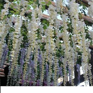 2021 Fiori artificiali romantici Simulazione Glicine Vite Decorazioni di nozze Lungo corto Pianta di seta Bouquet Camera Ufficio Giardino Accessorie