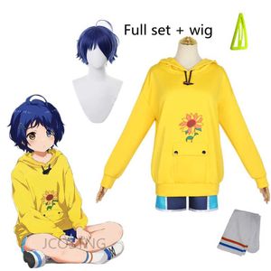 Wonder Egg Priority Cosplay OHTO AI Hoodie Pullover Yellow Sweatshirt Spodenki Pełna Zestaw Anime Costume Halloween dla Unisex Casual Y0903