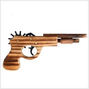 Wooden Rubber Band Bullet Pistol Toy Gun Model Launcher Shooting For Adults Kids Boys Cosplay Props