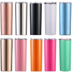 20oz 304 Stainless Steel Straight insulated bottle Car Mug Portable Straw Water Cup