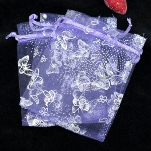Wholesale 13x18cm Christmas Wedding Voile Gift Bag Butterfly Organza Bag Jewelry Packing Drawstring Pouch Jewelry Bags Display 587 Q2