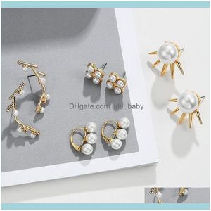 Stud JewelStud Gaku Metal European and American Pearl Ear Creative Osobowość Kolczyki Wszech-Match Fashion Baroque Earstud Female1 Drop del