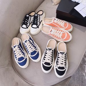 Wholesale women closed shoes resale online - 2021 Luxury Designer Women Casual Shoes Closed toe Canvas Flat Rubber Soles Slippers Comfortable Breathable Macaron Color Young Dynamic Energetic Size