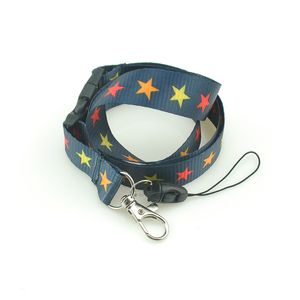 Rainbow Star Black Lanyards For Mobile Phone Keychain lace ID Working Card Badge Holde Neck Straps 12pc/lot