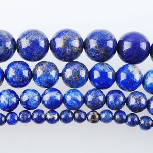 WOJIAER Natural Lapis Lazuli Round Loose Gemstone Strand Beads for Bracelet Jewelry Making 4/6/8/10mm BY917