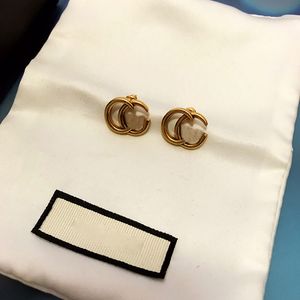 Chic Charm Stud Earring Women Gold Eardrop Vintage Hollow Letter Earrings Personality Party Jewelry With Box Package