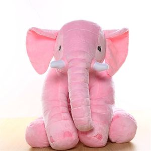 40/60 / 80cm mjuk elefantkudde för baby sovande plysch leksaker fyllda djur dockor jätte spädbarn tillbaka support 210728