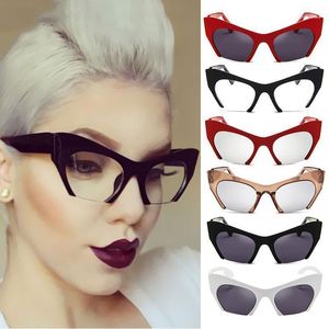 Kadın Büyük Boy CatEye Gözlük Yarı Çerçeve Parti Seyahat D881 Için Moda Gözlükler