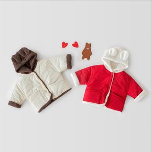 Baby kläder spädbarn pojke tjockna björn hoodies dubbelsidiga toddler tjejer kappa varm bomulljacka vinter barn jackor baby kläder bt4986