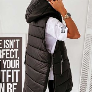Jesień i zima damska płaszcz kamizelka średniej długości kamizelka plus rozmiar streetwear bez rękawów kurtka pikowana 211123
