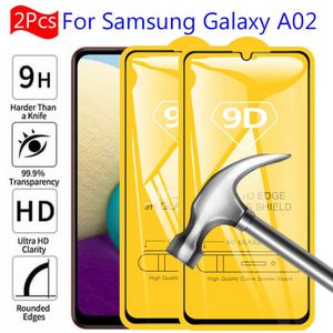 9D Capa Completa para Samsung Galaxy A02 Armadura de vidro protetora 3D para Samsun A02 A32 A72 A02S A52 A Protetores de tela de vidro 02