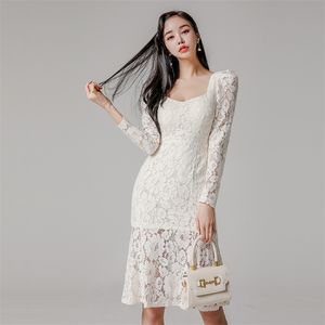 Lace Korean ladies fall long SLeeve Sexy harajuku nightclub Loose party Dress for women china clothing 210602