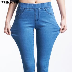 Dżinsy Wysokie Trzymane Kobieta Skinny Slim Stretch Soft Push Up Mama Dżinsy Dżdżyste Spodnie Dżinsowe Plus Size 6XL Dżinsy kobiety dla kobiet 210519