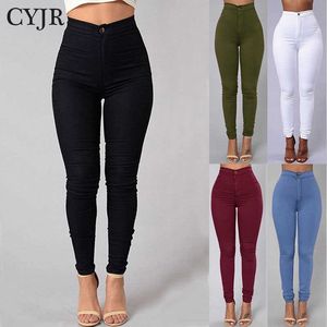 Penna Jeans Kvinnor Sträcka Casual Denim Skinny Pants Ladies Fashionable High Waist Tight Byxor 5 Färg 210527