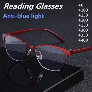 Sunglasses Fashionable Steel Leather Anti-blue Full Frame Reading Glasses Business Computer For Elderly Men And Women