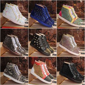 Wholesale sneaker spikes for sale - Group buy With Box Fashion s Shoes Studded Spikes Flat Designer Sneakers Men Women Mid Low Cut Suede Glitter Party Lovers Wedding Genuine Leather Rivet Size EU
