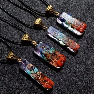 Meditate pendulum Chakra Pendant Healing Crystal Stone Quartz Necklaces Jewelry Fashion Women MEN Energy pendants Yoga Rope Chain Wholesale