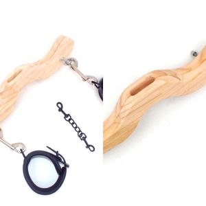 Bondages CBT Ball Barella Scrotum Lock Scrotal Bondage Fixture Wood Humbler Foot Cuffs Set Cock Torture BDSM Sex Slave Toys 1122