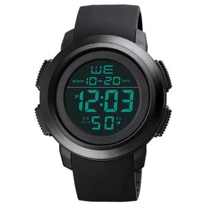 Sport mannen horloge led digitale polswatch m waterdichte silicagel zwarte band grote wijzerplaat uur klok multifunctionele polshorloges