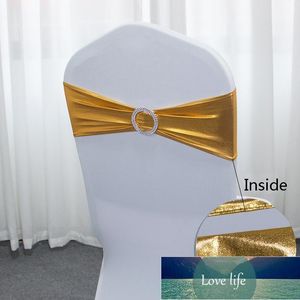 Sashes Metallic Gold Silver Chair Wedding Decoration Spandex Cover Band With Round Buckle For Party Decor
