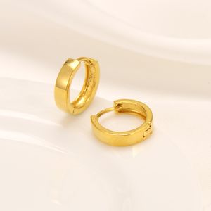 9 k THAI BAHT G/F Yellow Solid Fine Gold Huggies Hoop Earrings Women's Square Tube NEW