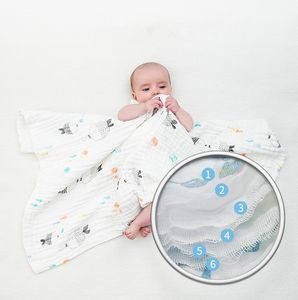 Детские банные полотенца печать мультфильм полотеное полотенце 6 слоев младенческой пешеходной одеяло марлевые хлопчатобумажные новорожденные ткань мягкие суперабсорбентные одеяла WMQ766