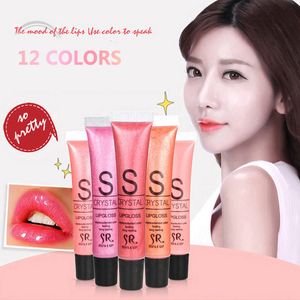 SR Makeup Flash Shimmer Lip Gloss Cream 12ml Wodoodporna Crystal Ciecz Szminka Rose Red Gold Glitter Lipgloss