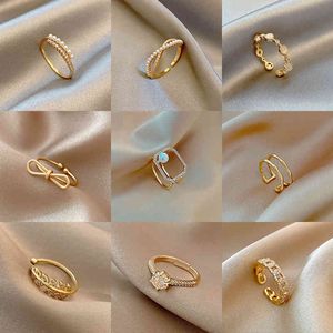 Ins Mode Cool Wind Open Ring Weibliche Japan und Südkorea Einfache Perle Zirkon Netz Rotschwanz