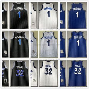 2003-04 Mitchell i Ness Basketball Tracy 1 McGrady Jersey Retro Penny 1993-94 Hardaway Jerseys Shirt Białe czarny niebieski pasek 1994-95 Vintage