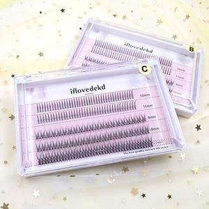 Partihandel Faux Fishtail Graft Ögonfransar Mix Längd 3D Volym Effekt Mink False Lashes Individuellt professionellt Mjukt Natural Eyelash Extension Tool