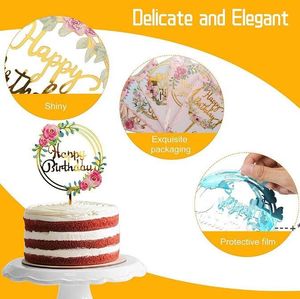 Newcake Toppers Acrílico Feliz Aniversário Para Crianças Ou Adultos Cupcake Toopper Dessert Party Anniversary Decorações RRD12805